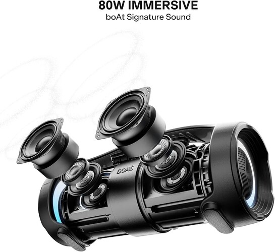 Boat stone 900 w/ 80W Signature Sound, Up to 15 Hours Playtime, IPX5 Resistant, Type-C Charging, TWS Feature, Built-in Mic, Voice Assistant Portable Wireless Bluetooth Speaker (Graphite Black)