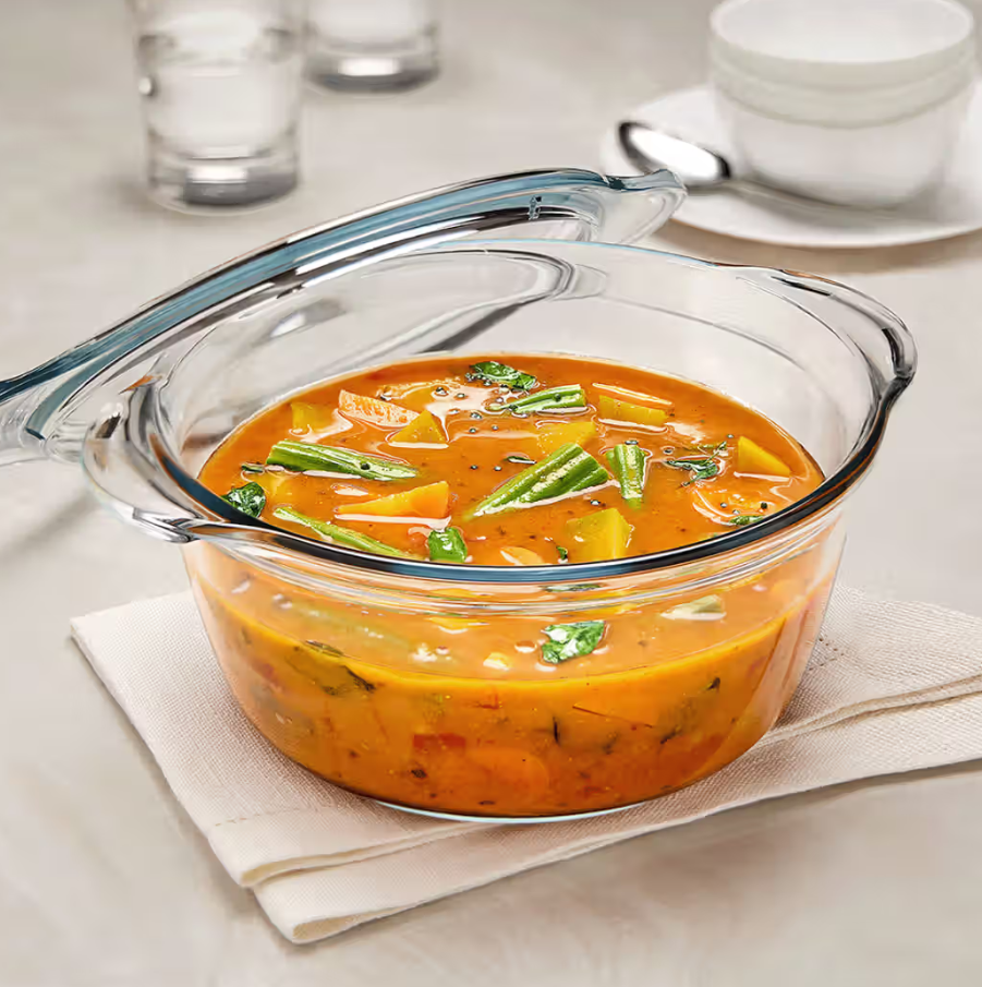 Borosil Borosilicate Glass Casserole with Lid (Serveware and Bakeware Bowl, 1.75L) on Instamart