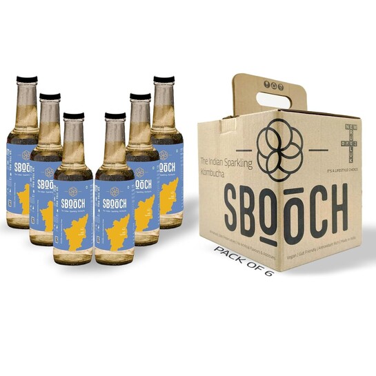 SBOOCH Rasam Sparkling Kombucha (275ml, Pack of 6) – Naturally Fermented Gut-Friendly Probiotic Tea Drink