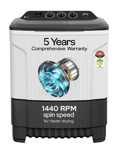 Godrej 7 kg 5 Star Spin Washing Machine Semi Automatic Top Load Grey