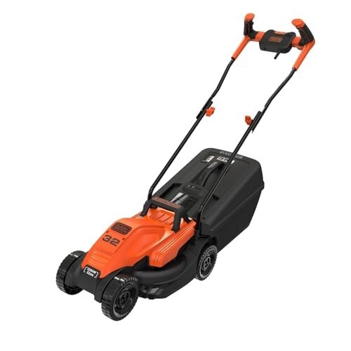BLACK+DECKER BEMW451BH-B1 1200W Electric Lawn Mower With Bike Handle, 13" (33cm) Winged Blade,Max. Mowing Area 300 Meter Square, 35 L Grassbox Capacity, 12m Cable Length, 1 Year Manufacturer Warranty
