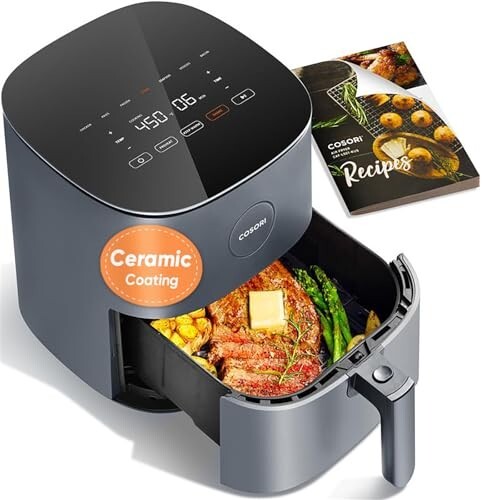 COSORI Air Fryer 5 QT (4.7 Litre) Black, 1500W Fast Cooking 9 Preset Menu, 30 Recipes Cookbook, Grill, Broil, Roast, Toast, Bake, Reheat, Defrost, Digital Touch Panel (CAF-L501)