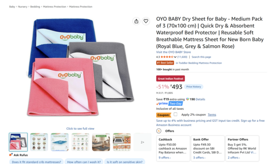 Baby Dry sheet at 493 by OYO BABY
