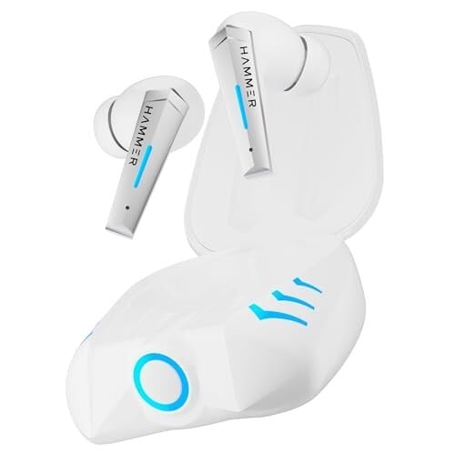 HAMMER Arcade True Wirelss Gaming Earbuds with RGB Lights, 50ms Low Latency, Type-C Charging, IPX5, Deep Bass, 20H Playtime, Bluetooth v5.3, Made in India (White)