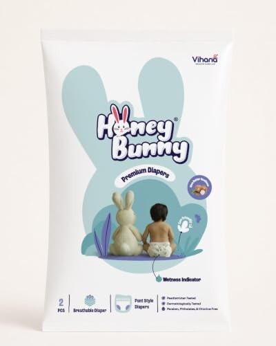 HONEY BUNNY Medium Premium Baby Diaper pant | Ultra thin | Cottony Soft | Super Absorption|shea butter