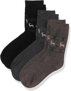 Fort Collins Men's Solid Ribbed Winter Thermal Socks (Pack of 3) – Soft & Stretchable Woolen Crew Socks for Cold Weather (Free Size)