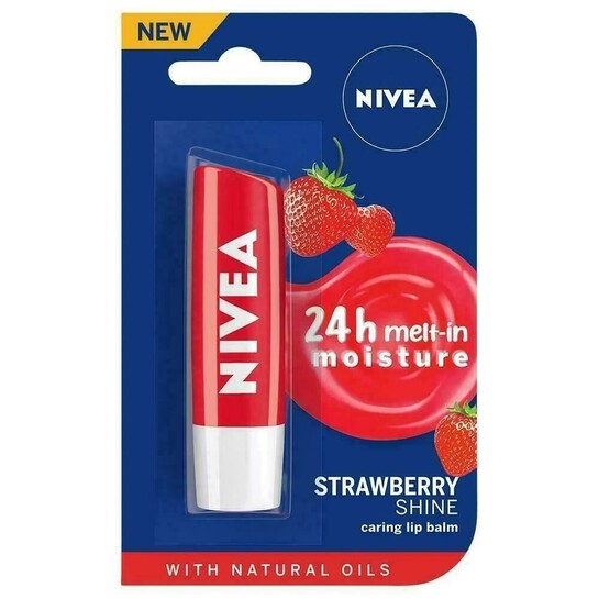 Nivea 24H Caring Lip Balm With Strawberry Shine 4.8 g