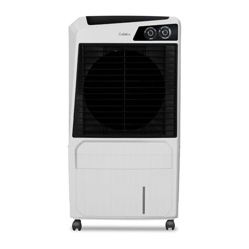 Hindware Calisto 105L Desert Air Cooler | High Air Delivery Woodwool Pad Cooler for Home (White & Black)