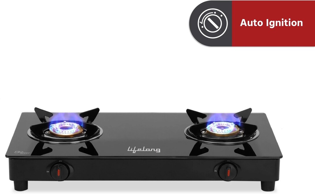 Lifelong LLGS602 Glass Automatic Gas Stove (2 Burners)