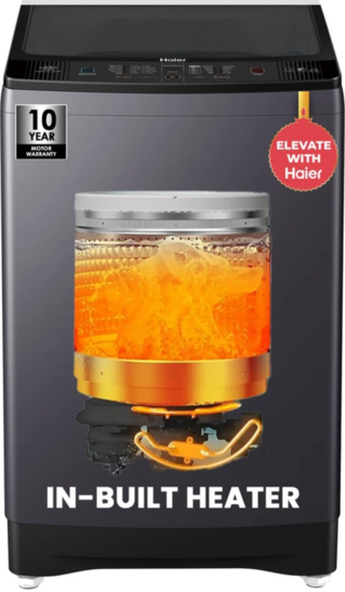Haier 10.5 kg Fully Automatic Top Load with In-built Heater Silver (HWM105-H688BK)
