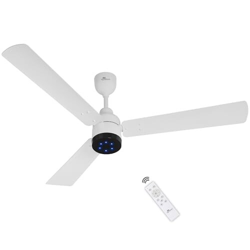 RR Signature BrightAir 1200mm BLDC Ceiling Fan with Remote Control | BEE 5 star Rated Energy Efficient | High Air Delivery with LED Indicators | 2 Year Warranty (Mirage White) Free Installation