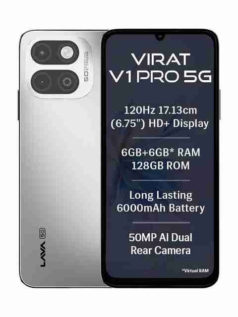 LAVA Virat V1 Pro 5G (128 GB) (6 GB RAM). T8200 | Octa Core Processor | 6000 mAh Battery | 50MP Rear Camera