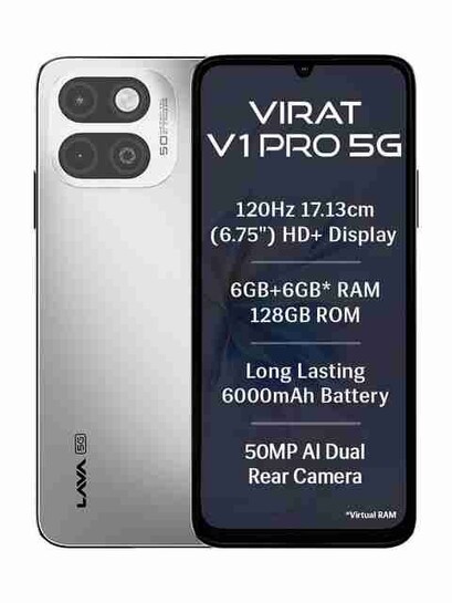 LAVA Virat V1 Pro 5G (128 GB) (6 GB RAM). T8200 | Octa Core Processor | 6000 mAh Battery | 50MP Rear Camera