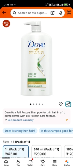 Dove shampoo 1lt @451 +extra discount on cc/ap upi