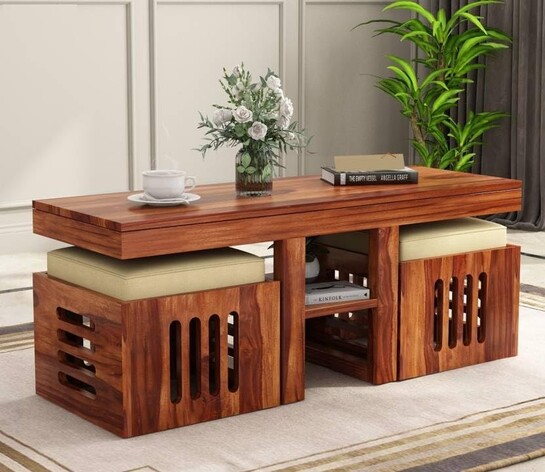 Solid Sheesham Wood Coffee Table for Living Room