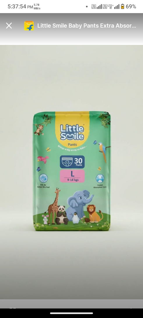 Little smile baby pants extra absorb diapers - large -30 pieces    