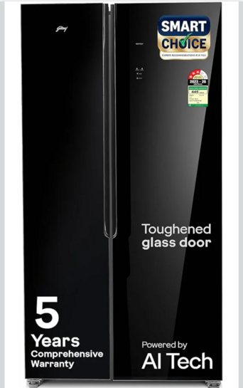 Godrej 540 L 3 Star 5 Years Comprehensive Warranty 4 Intelligent Modes|Toughened Glass Door|Frost Free SBS Inverter Refrigerator(2026 Model, RS EONVELVET 580C RID OP BK, Opera Black, 52141501SD03653)