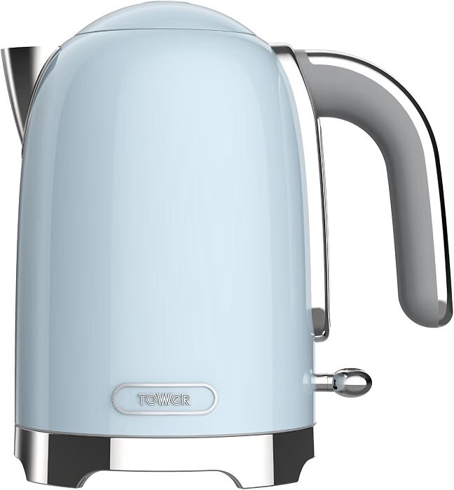 Tower Electric Kettle 1.7L Metal Body Auto Shut-Off 360° Base Blue | 1.7L capacity, 1350W rapid boil