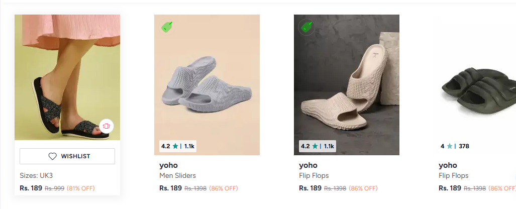 Upto 86% Off On Yoho Flips Flops  