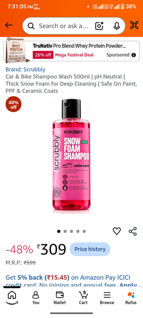 Car & Bike Shampoo Wash 500ml | pH Neutral | Thick Snow Foam for Deep Cleaning | Safe On Paint, PPF & Ceramic Coats