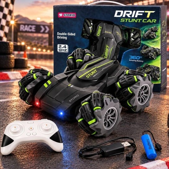 Storio Rechargeable Remote Control Car Toy, RC Car 4x4 Drift Stunt Car