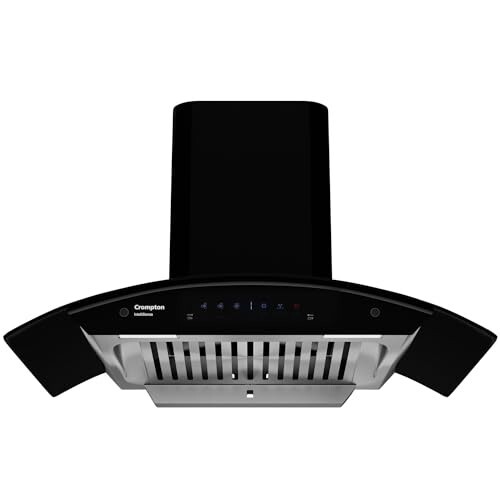 Crompton Intelli Sense 90cm 1439m3/hr Curved Chimney| Baffle Filter Intelligent Autoclean for kitchen| Smart On| Built In Oil Collector| Touch+ Motion Sensor Control| 5 Yrs Motor &1Yr Overall Warranty