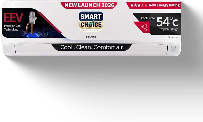 Hitachi Smart Choice 1 Ton 3 Star, New Star rated, Inverter Split AC