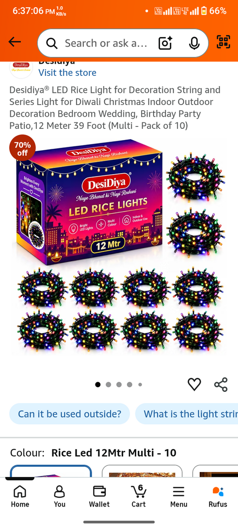 Desidiya® LED Rice Light for Decoration String and Series Light for Diwali Christmas Indoor Outdoor Decoration Bedroom Wedding, Birthday Party Patio,12 Meter 39 Foot (Multi - Pack of 10)