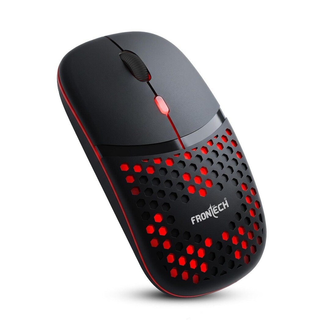 FRONTECH Rechargeable Wireless Bluetooth Mouse Red LED Backlight