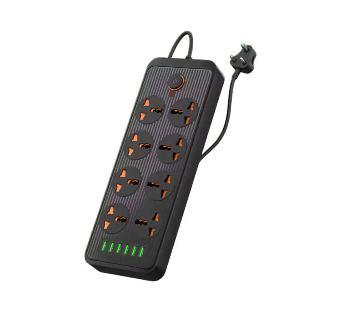 Instamart - Portronics Power Plate 7 With 6 USB Port + 8 Power Sockets Power Converter - Black 