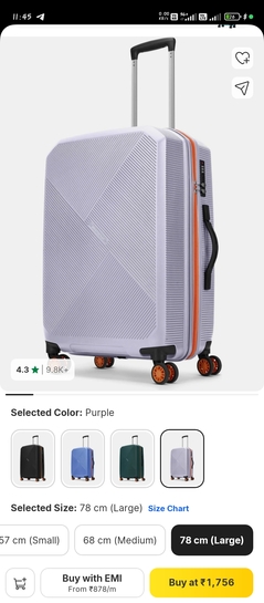 78cm large *Aristocrat* trolly@1756(1580 for icici/axis cc holder) 
