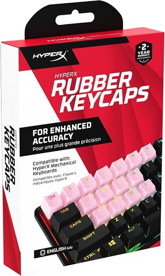 HyperX Rubber Keycaps – Gaming Accessory Kit, 19 Keys, English (US) Layout, Pink 