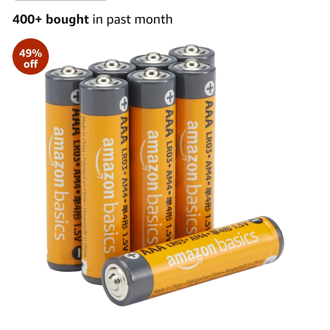 AmazonBasics AAA Performance Alkaline Non-rechargeable Batteries (8-Pack) 