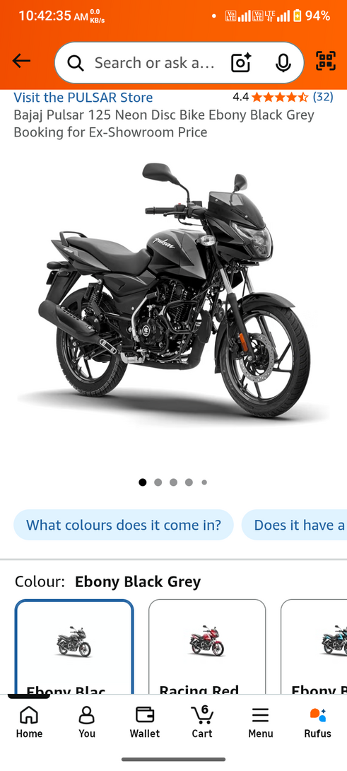 Bajaj Pulsar at ₹79,101