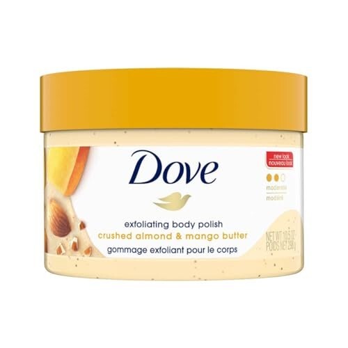 Dove Exfoliating Body Polish Scrub for Dry Skin with Crushed Almond and Mango Butter, 298g
