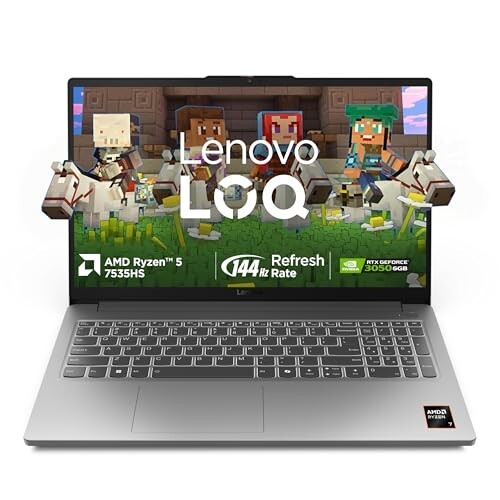 Lenovo LOQ Essential AMD Ryzen 5 7535HS | NVIDIA RTX 3050 6GB (16GB RAM/512GB SSD/144Hz Refresh Rate/15.6" (39.6cm)/Windows 11/Office Home 2024/3 Mon. Game Pass/Grey/1.8Kg), 83S000G8IN Gaming Laptop