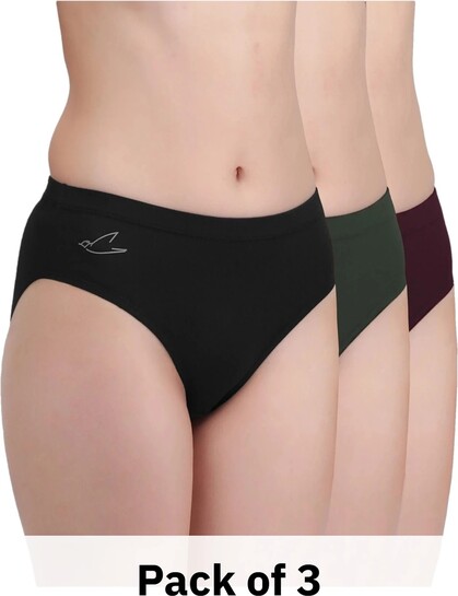 FREECULTR Pack of 3 Women Hipster Black, Green, Maroon Panty