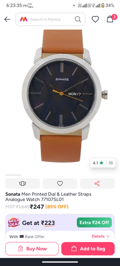 Sonata mens watch 