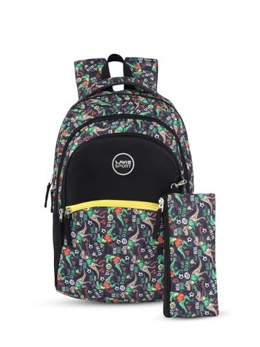Lavie Sport Fossil Backpack | 22 Liters | Rain Cover | Gift for Boys & Girls