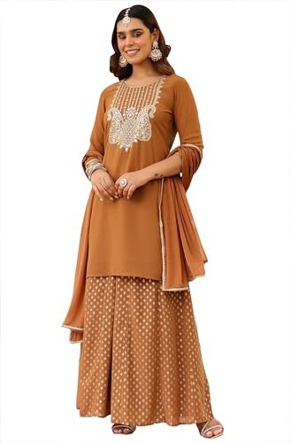 Janasya Women Kurta with Sharara & Dupatta Set [All sizes]
