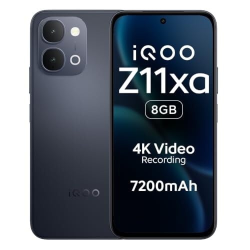 iQOO Z11xa 5G (Titan Black, 8GB RAM, 128 GB Storage) | Massive 7200mAh Battery | Dimensity 7400 Turbo Processor | OriginOS 6 with 4 Years of Security Updates*