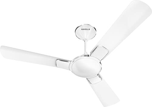 Havells Enticer Premium Design 1200 mm Ceiling Fan|High Air Delivery|Hi Speed|Wider Blades| 100% Copper Winding Motor|Metallic Finish for Living & Bedroom Interiors|Dust Resistant (Pearl White Chrome)