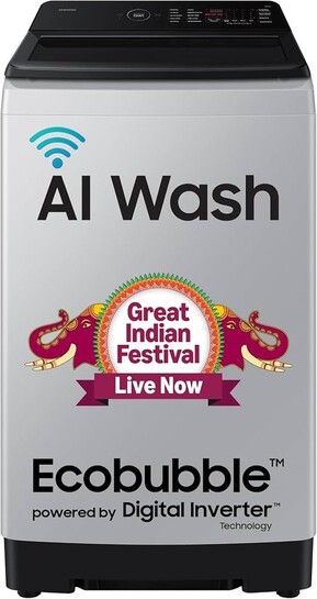 Samsung 8 Kg, 5 Star, AI Wash, AI Energy Mode, Wi-Fi, Ecobubble, AI VRT+, Super Speed, Soft Closing Door, Digital Inverter, Fully-Automatic Top Load Washing Machine (WA80F08S2LTL, Lavender Gray)