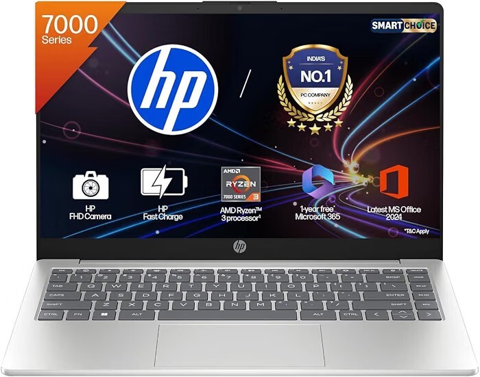 HP 15 Smartchoice, AMD Ryzen 3 7320U (8GB LPDDR5, 512GB SSD) FHD, Anti-Glare Laptop