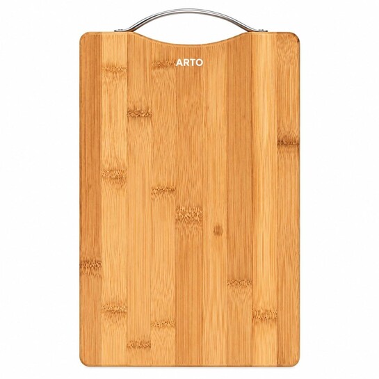 ARTO Thick Non Slip Bamboo Wooden Kitchen Chopping, Cutting, Slicing Board with Holder for Fruits Vegetables & Meat (30cm x 20cm x1.8)
