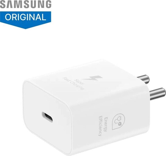 Samsung 25 W Adaptive Fast Charging 3 A Wall Charger for Mobile (White)