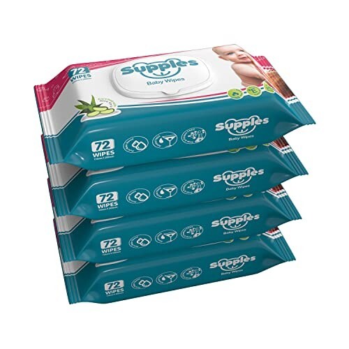 Amazon Brand - Supples Baby Wet Wipes with Lid | 288 Wipes | 72 Wipes x ...