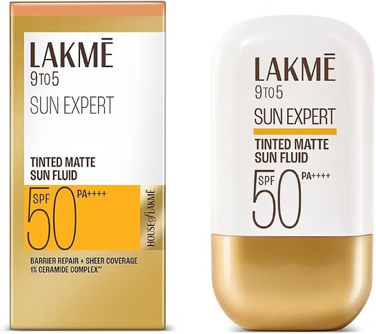 Lakme Sun Expert Tinted Dry Matte Sunscreen Fluid SPF 50+ PA++++ | 1% Ceramide Complex for Skin Barrier Repair  (50ml)