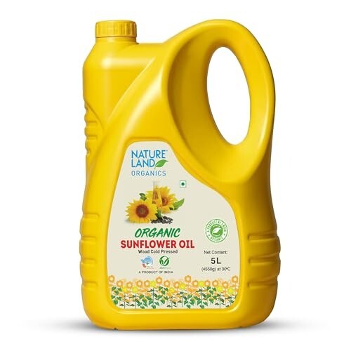 Natureland Organics Wood Cold Pressed Organic Sunflower Oil, 5 L,hyperlocal