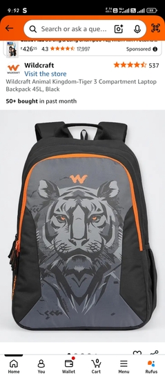 Wildcraft 45 lt bag @517 use coupon